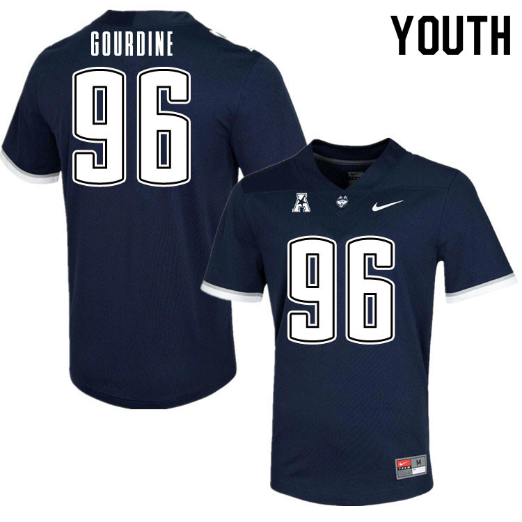 Youth #96 Dal'mont Gourdine Uconn Huskies College Football Jerseys Sale-Navy - Click Image to Close